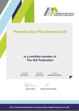 IAA Federation membership certificate for Princeton Eco Plus Services Ltd, membership number FED10353