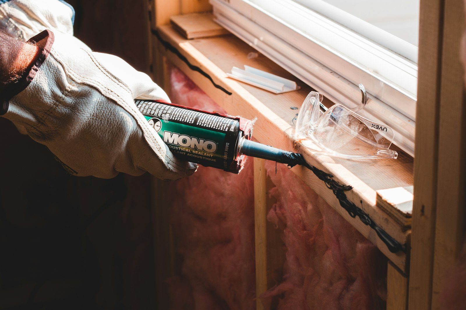 Installer sealing around a window frame